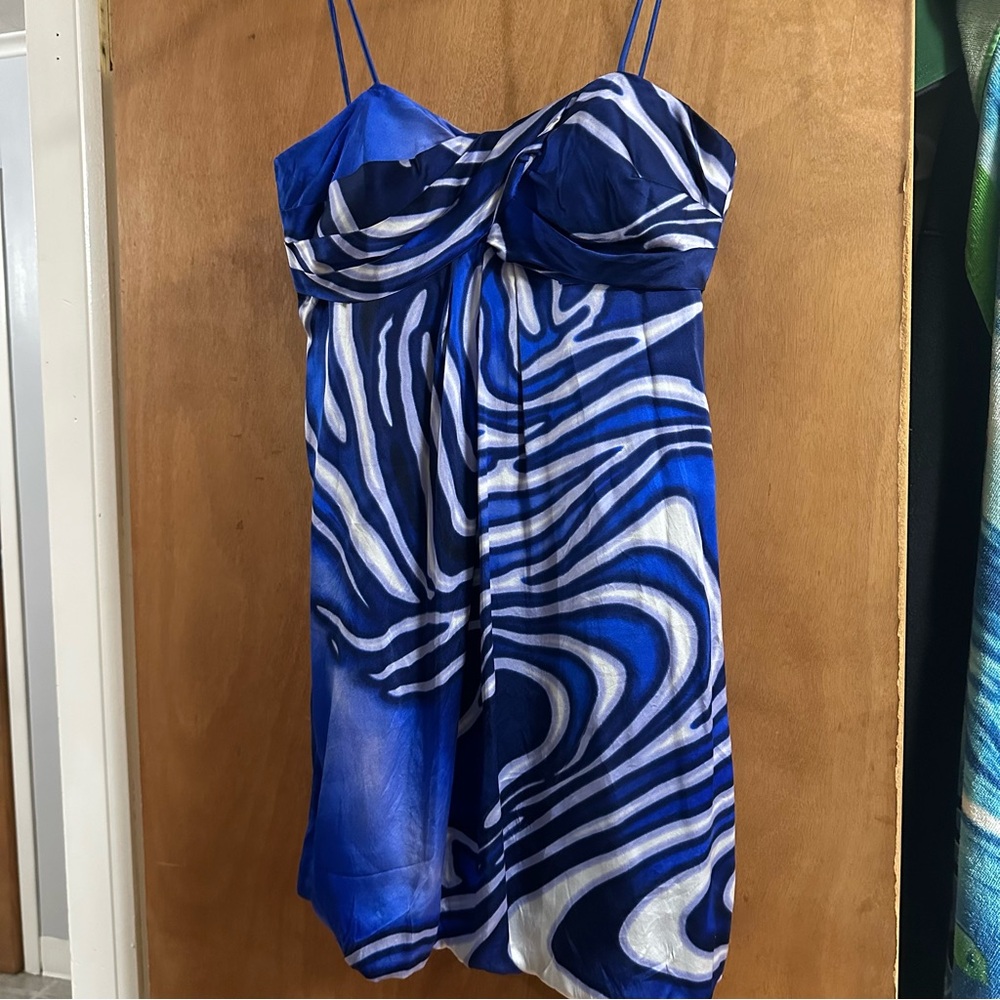 Cache Blue and White Swirl Mini Dress